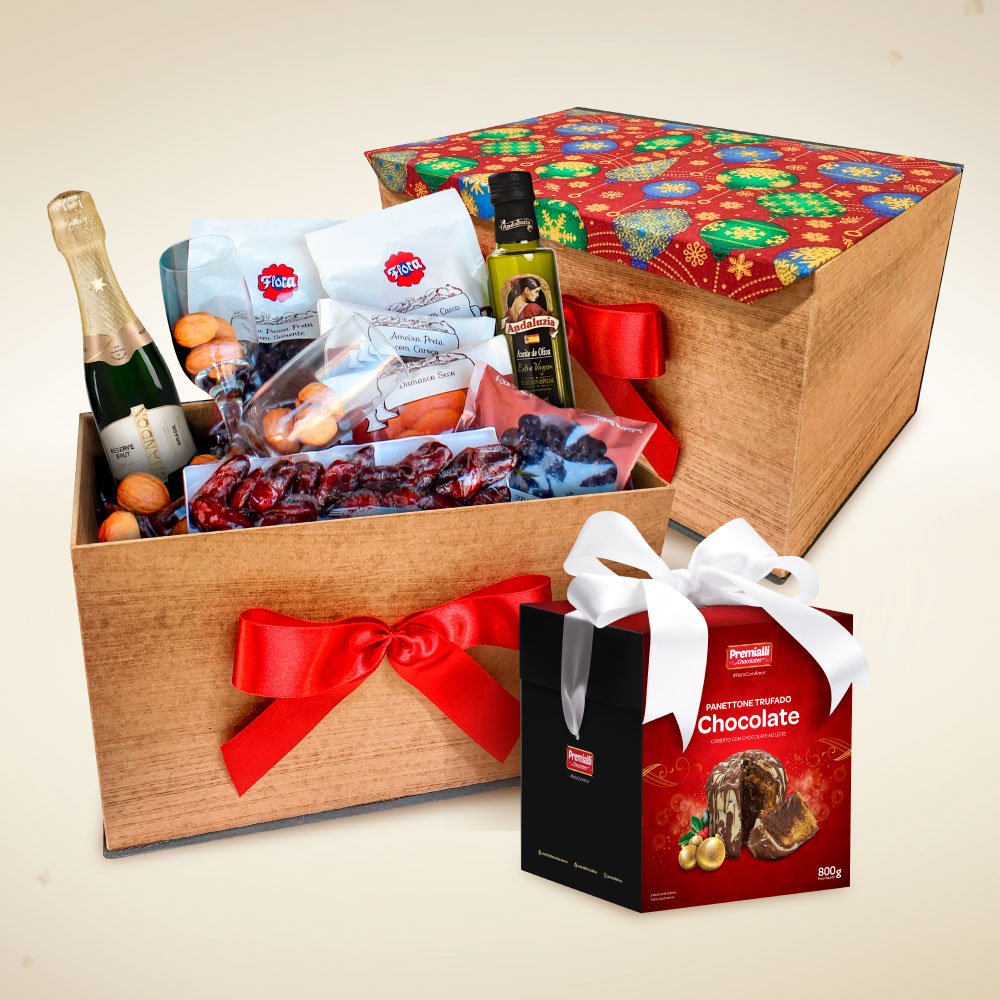 Kit de Natal Cesta Premium 21 com Panettone Trufado e Espumante Chandon